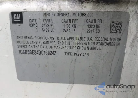 2013 Cadillac Cts Premium из США, поврежденный, VIN 1G6DS8E34D0160243